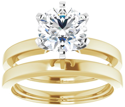 Sužadėtuvių Žiedas „Solitaire“ 585 Baltojo Ir Geltonojo Aukso Round 7.4mm (8)