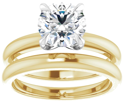 14K Yellow White 7.4 mm Round Solitaire Engagement Ring Mounting (8)