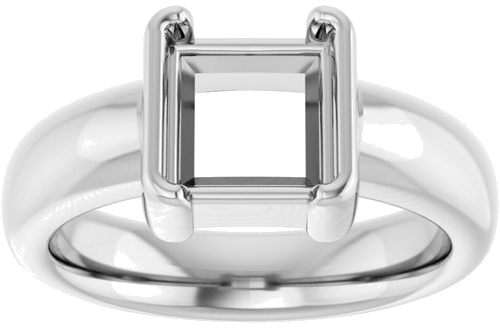 Sterling Silver 7 x 7 mm Square Half Bezel Solitaire Engagement Ring Mounting (3)