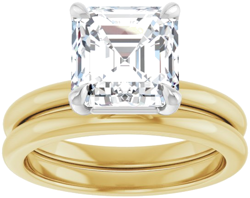 Sužadėtuvių Žiedas 585 Baltojo Ir Geltonojo Aukso Asscher 8mm (5)