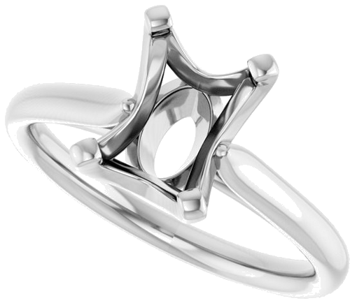 14K White 8x6 mm Emerald Solitaire Engagement Ring Mounting (5)