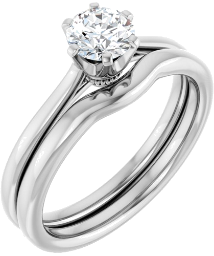 14K White 5.2 mm Round Engagement Ring Mounting (6)