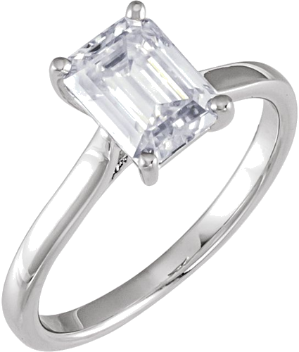 14K White 8x6 mm Emerald Solitaire Engagement Ring Mounting (3)