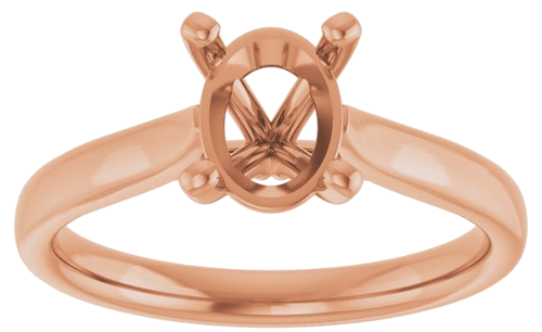 Sužadėtuvių Žiedas „Solitaire“ 585 Rožinis Aukso Oval 8mm x 6mm (3)