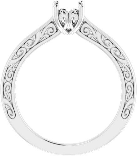 10K White  7x5 mm Oval Solitaire Engagement Ring Mounting (2)