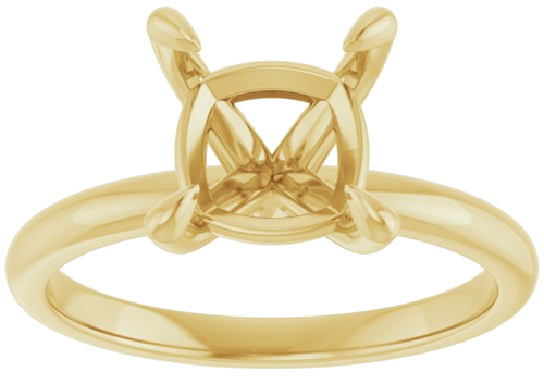 14K Yellow  8x8 mm Cushion Solitaire Engagement Ring Mounting (3)