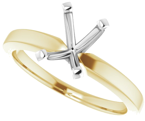 14K Yellow White 7x5 mm Emerald Solitaire Engagement Ring Mounting (5)