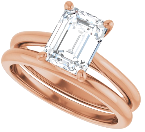 14K Rose 8x6 mm Emerald Solitaire Engagement Ring Mounting (10)