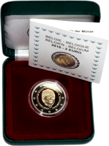 2016 Belgija Dingę vaikai 2 eurų PROOF moneta (1)