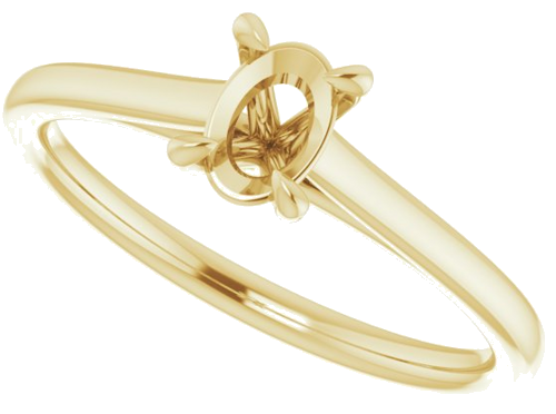 14K Yellow  6x4 mm Oval Solitaire Engagement Ring Mounting (5)
