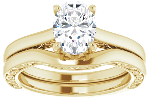 14K Yellow  8x6 mm Oval Solitaire Engagement Ring Mounting (8)