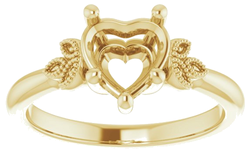 14K Yellow 7x7 mm Heart Solitaire Engagement Ring Mounting (3)