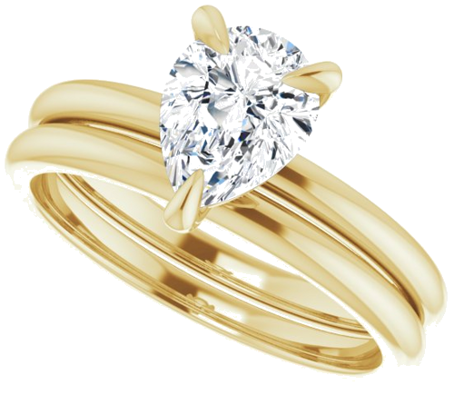 Sužadėtuvių Žiedas „Solitaire“ 585 Geltonojo Aukso Pear Shape 8mm x 6mm (10)