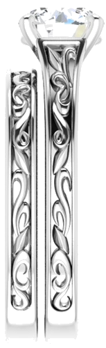Sužadėtuvių Žiedas „Scroll Solitaire“ 585 Baltojo Aukso Round 7mm (9)