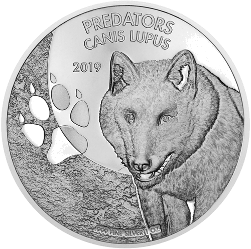 1 oz Pilkasis vilkas 2019 Kongas sidabrinė moneta (1)