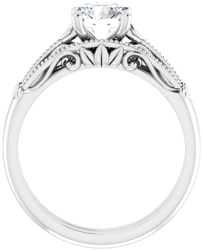 14K White 6.5 mm Round Sculptural-Inspired Solitaire Engagement Ring Mounting (7)