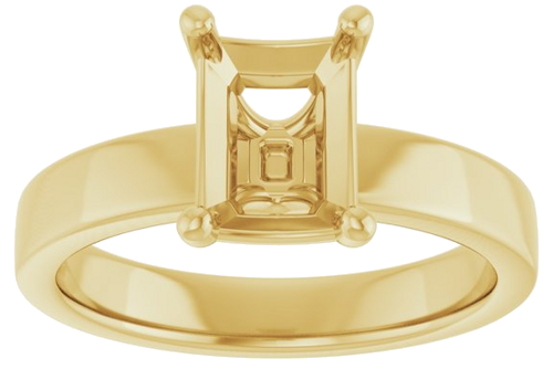 14K Yellow 8x6 mm Emerald Solitaire Engagement Ring Mounting (3)