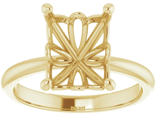 14K Yellow 10x8 mm Emerald Solitaire Engagement Ring Mounting (3)