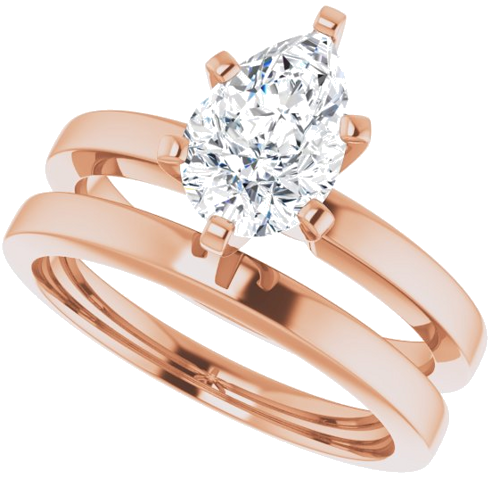 14K Rose 9x6 mm Pear Solitaire Engagement Ring Mounting (10)