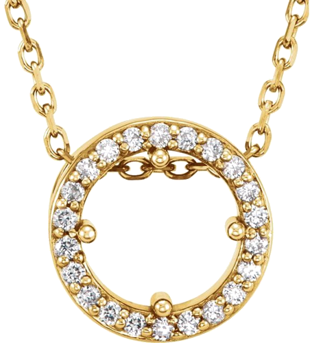 14K Yellow 3.4 mm Round .04 CTW Natural Diamond Semi-Set 16  Necklace (1)