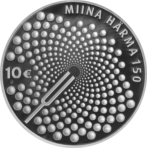 2014 Igaunija Miina Harma 150 gadu jubilejas 10 eiro sudraba monēta (1)
