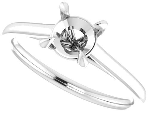 14K White  6 mm Round Solitaire Engagement Ring Mounting (5)