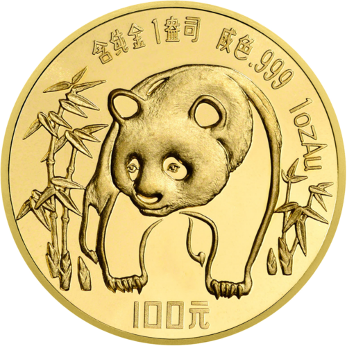 1 oz Ķīnas 100 juaņu zelta monēta -  Panda 1986 (1)