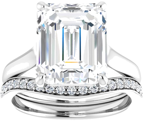 14K White 11x9 mm Emerald Solitaire Engagement Ring Mounting (8)