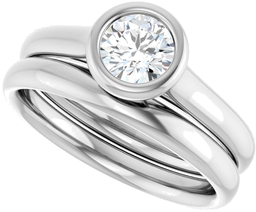 Sužadėtuvių Žiedas „Bezel-Set Solitaire“ 585 Baltojo Aukso Round 5.2mm (10)