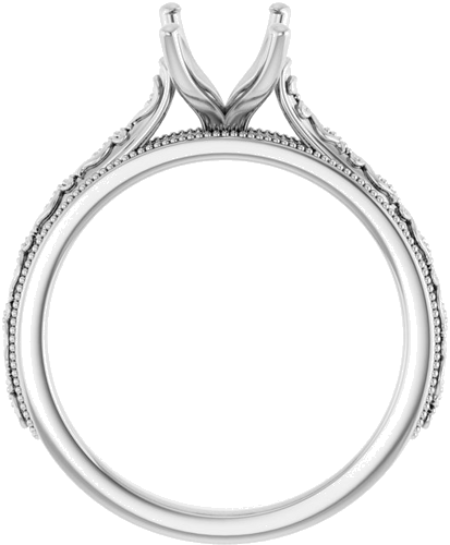 14K White  8x6 mm Emerald Solitaire Engagement Ring Mounting (2)