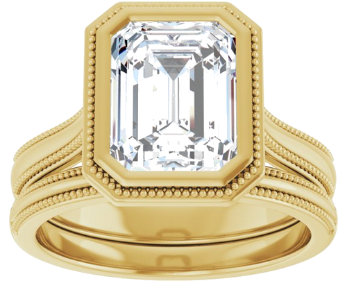 Sužadėtuvių Žiedas „Solitaire“ 585 Geltonojo Aukso Emerald 9mm x 7mm (8)