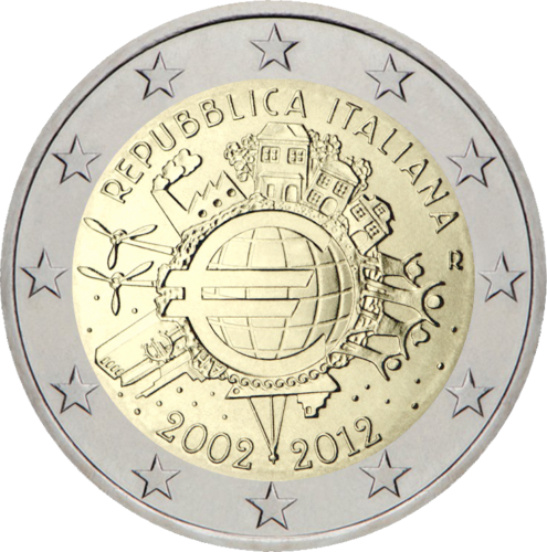 2012 Italy Ten years of the euro (TYE) 2 euro coin (1)