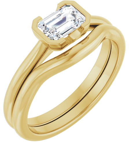 14K Yellow 6x4 mm Emerald Solitaire Engagement Ring Mounting (6)