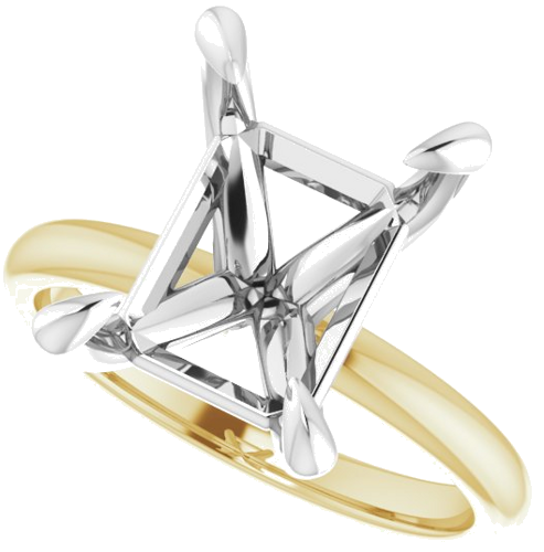 18K Yellow White 11 x 9 mm Emerald Engagement Ring Mounting (5)