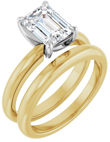 Sužadėtuvių Žiedas „Solitaire“ 585 Baltojo Ir Geltonojo Aukso Emerald 8mm x 6mm (6)