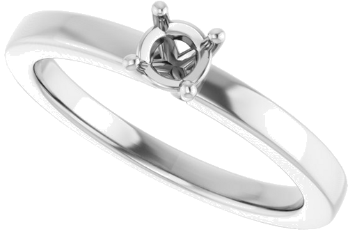 10K White 4.1 mm Round Solitaire Engagement Ring Mounting (5)
