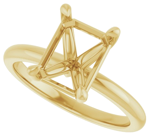 14K Yellow 9x7 mm Emerald Solitaire Engagement Ring Mounting (5)