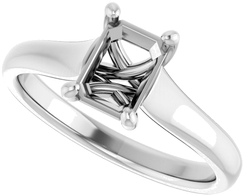 14K White 7x5 mm Emerald Solitaire Engagement Ring Mounting (5)
