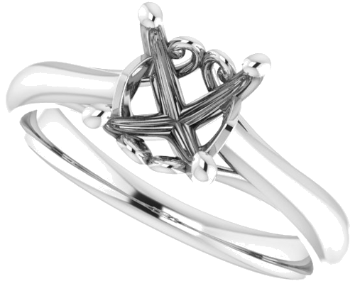 Platinum  7.4 mm Round Solitaire Engagement Ring Mounting (5)