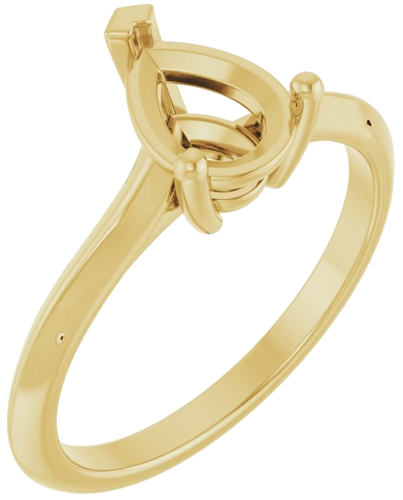 14K Yellow 8x6 mm Pear V-Prong Engagement Ring Mounting (1)