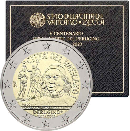 2023 m. Vatikane išleista Pietro Perugino 2 euru monēta (1)