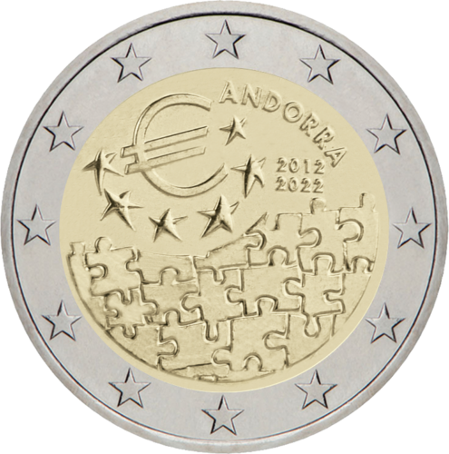 2022 Андора Стартиране на еврото Монета с номинал 2 евро (4)