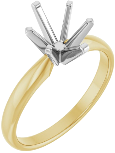 14K Yellow White 9 x 7 mm Oval Solitaire Engagement Ring Mounting (1)