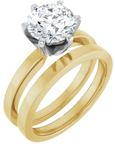 14K Yellow White 8 mm Round Solitaire Engagement Ring Mounting (6)