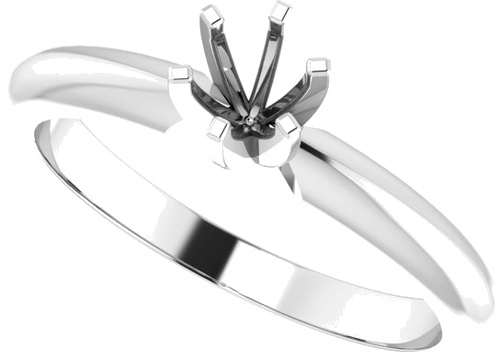 14K White 4-4.1 mm Round 6-Prong Solitaire Ring Mounting (5)