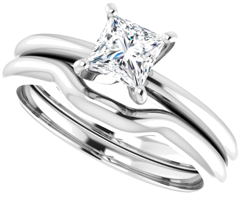 14K White  4.5x4.5 mm Square Solitaire Engagement Ring Mounting (10)