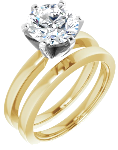 14K Yellow White 8.2 mm Round Solitaire Engagement Ring Mounting (6)