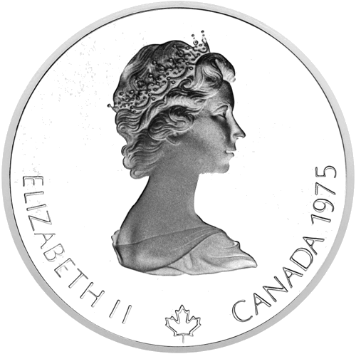 10 долларов Олимпиада каноист Канада 1975 серебряная монета (2)