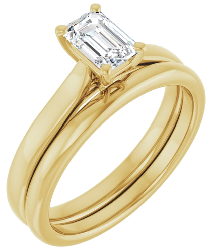 Sužadėtuvių Žiedas „Solitaire“ 585 Geltonojo Aukso Emerald 6mm x 4mm (6)