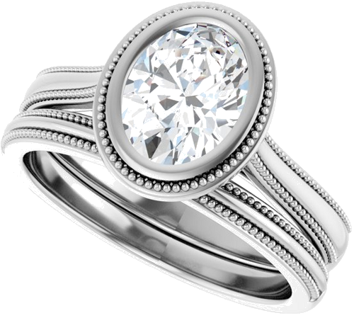 Sužadėtuvių Žiedas „Solitaire“ 585 Baltojo Aukso Oval 8mm x 6mm (10)